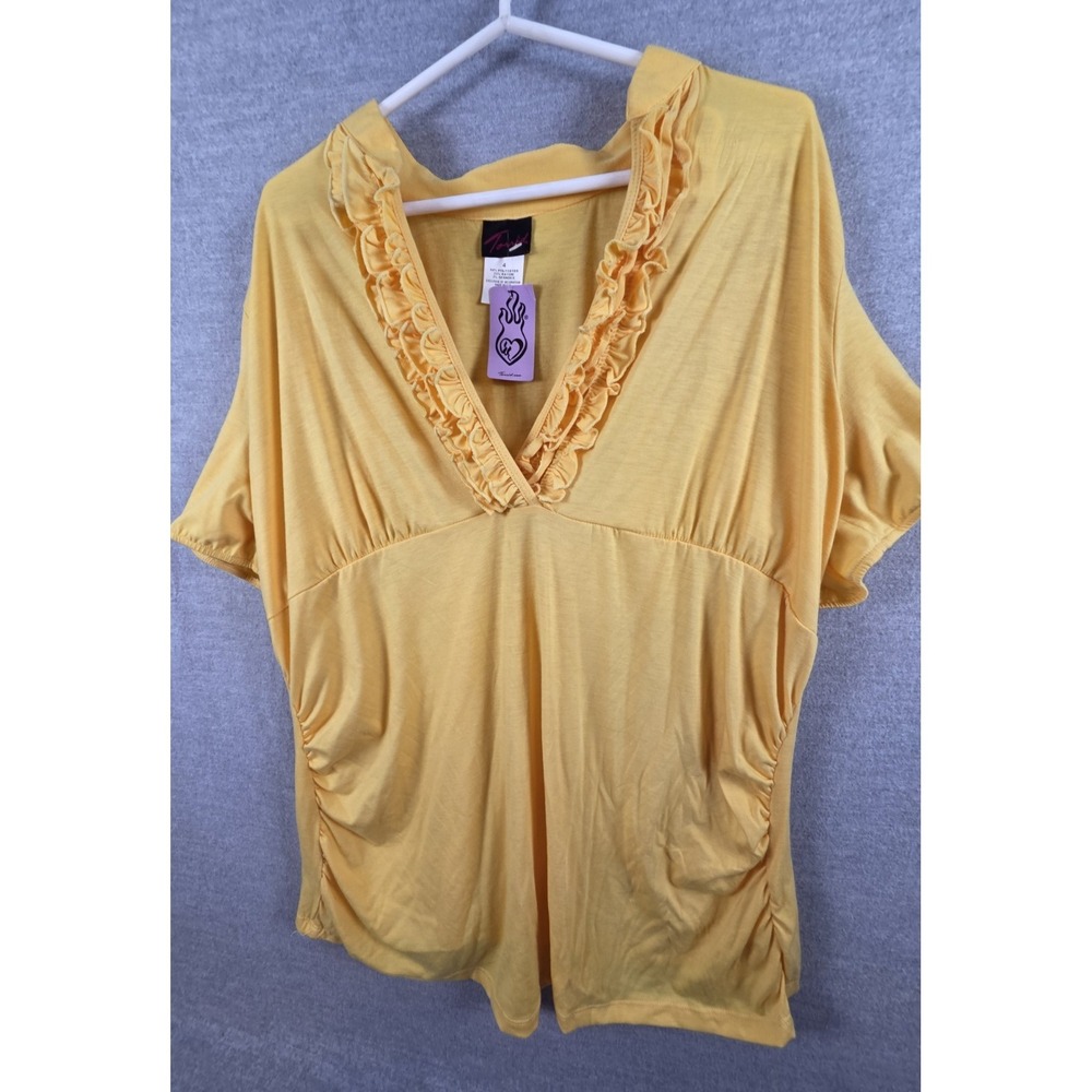 Torrid 4X Boho Blouse Ruffle Side Cinch Ruched Mustard Yellow Flowy Festival NEW
